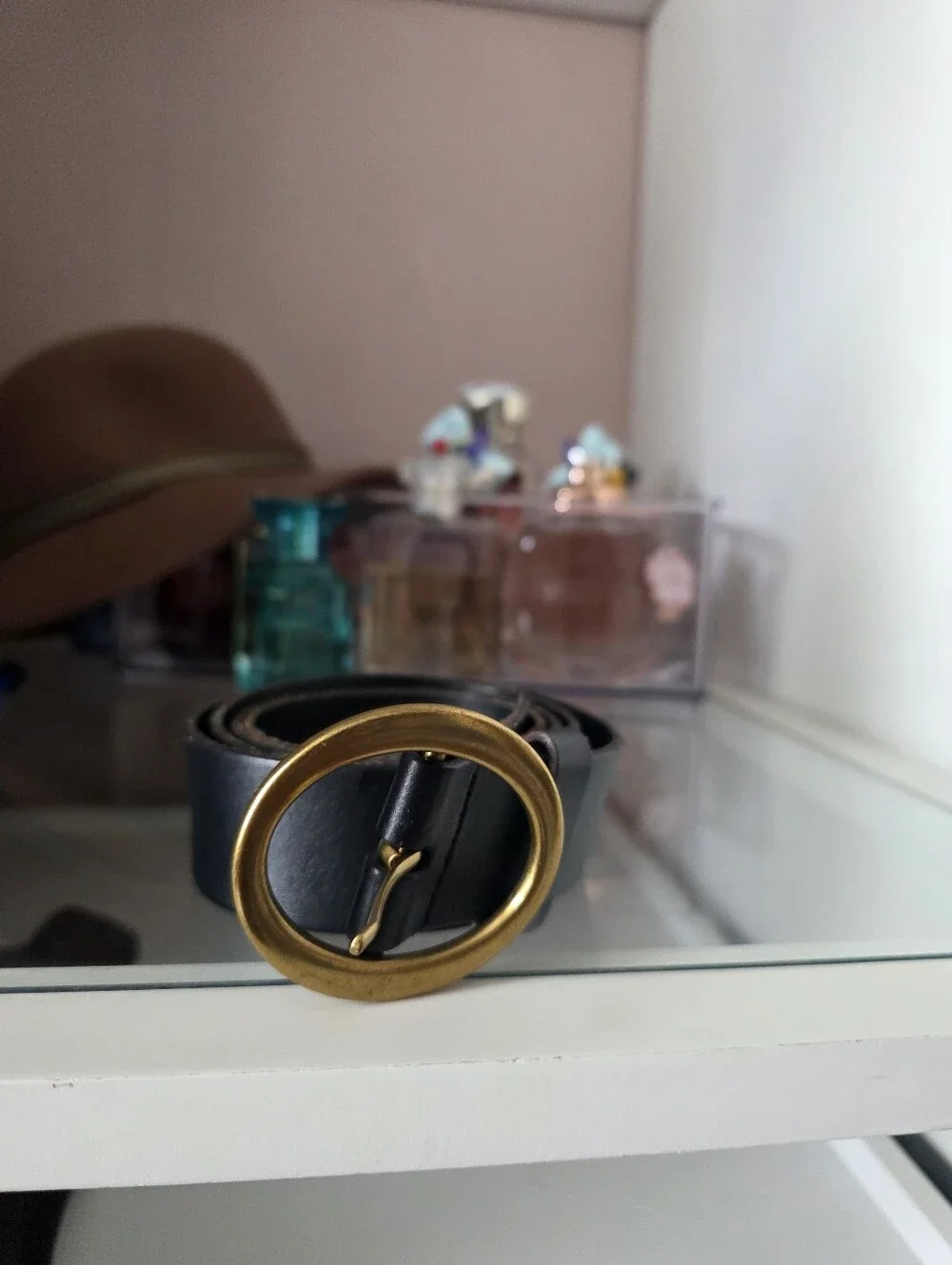Auxiliary Black Belt with Gold Oval Buckle